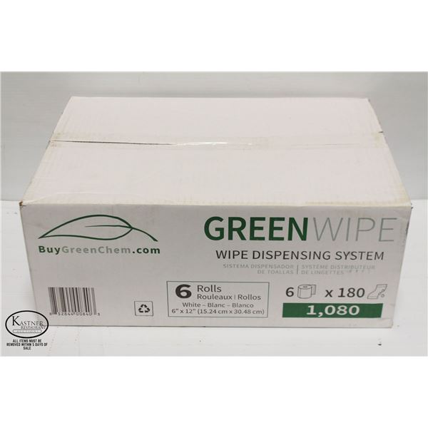 NEW CASE OF SHOP WIPES 6 ROLLS IN BOX