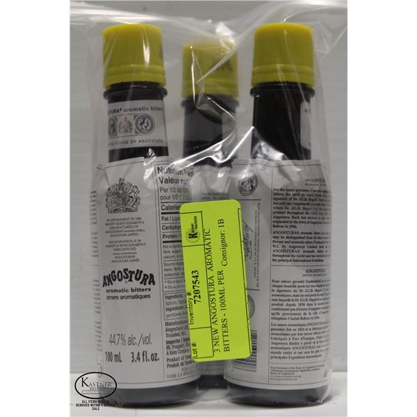 3 NEW ANGOSTURA AROMATIC BITTERS - 100ML PER