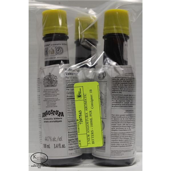 3 NEW ANGOSTURA AROMATIC BITTERS - 100ML PER