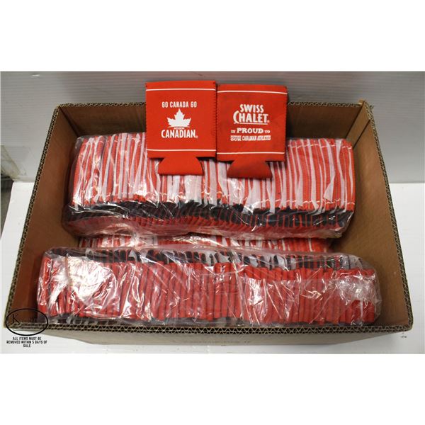 FOUR SEALED SLEEVES OF BRANDED BEVERAGE SLEEVES