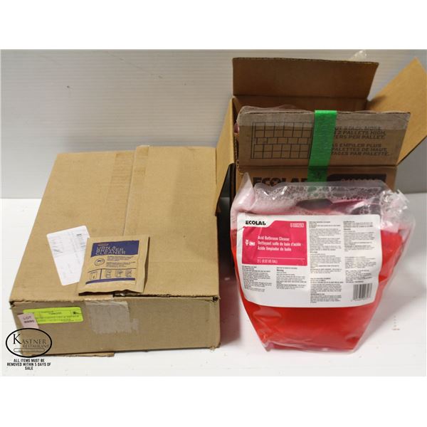 CASE OF COFFEE URN & BREWER CLEANER + ACID CLEANER