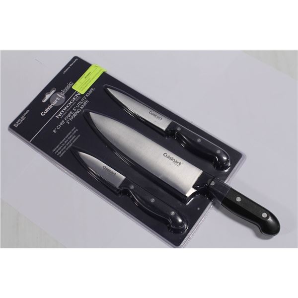 NEW CUISINART NITROGEN INFUSED STEEL KNIFE SET 3PC