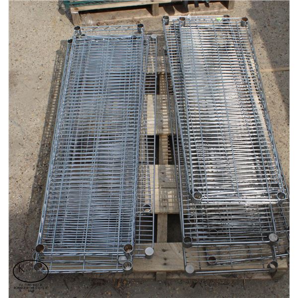 14 CHROME WIRE SHELVES - 4" *NO POLES SHELVES ONLY