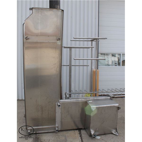 LARGE CUSTOM STAINLESS STEEL DISH PIT W/ OVERHEAD