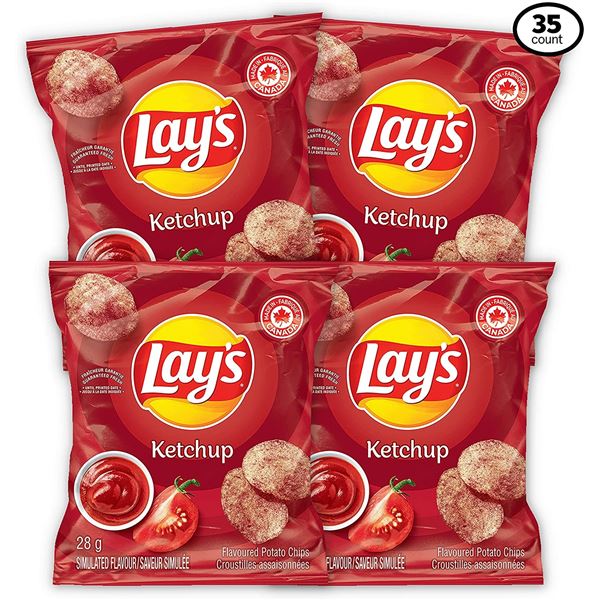 NEW CASE 35 LAYS KETCHUP 28G SNACK SIZE BAGS CHIPS
