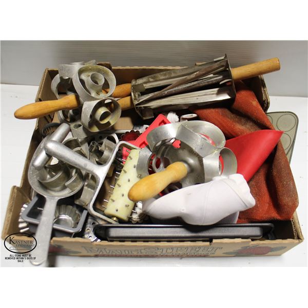 FLAT OF BAKER'S WARES: COLLING CUTOUTS, CUTTERS,