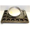 BAKERS LOT: TWO 24 CUP MUFFIN PANS, 10" CAKE PAN,