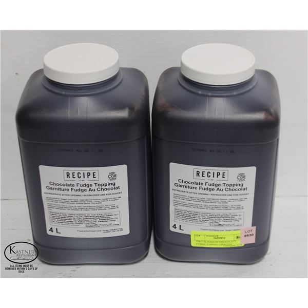 TWO 4L JUGS OF CHOCOLATE FUDGE TOPPING (SEALED)