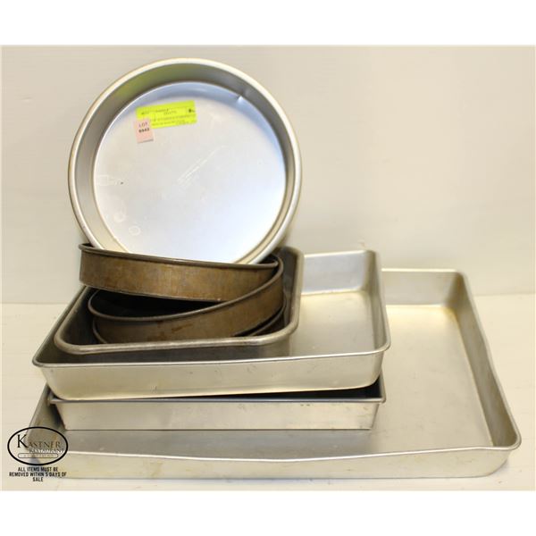 LOT OF 10 VARIOUS COMMERCIAL ALUMINUM BAKING PANS