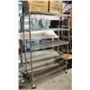 Image 1 : 4' CHROME WIRE STORAGE RACK ON CASTERS - 5 TIER