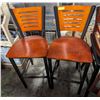 PAIR OF WOOD & METAL BAR CHAIRS