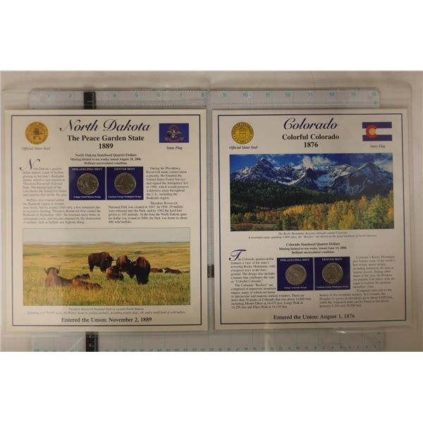 2-P & D STATE QUARTER SETS ON LARGE INFO CARD WITH