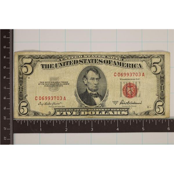 1953-A US $5 RED SEAL NOTE