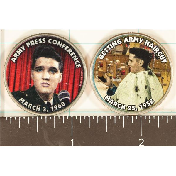 2-ELVIS PRESELY COLORIZED ON BU JFK HALVES: