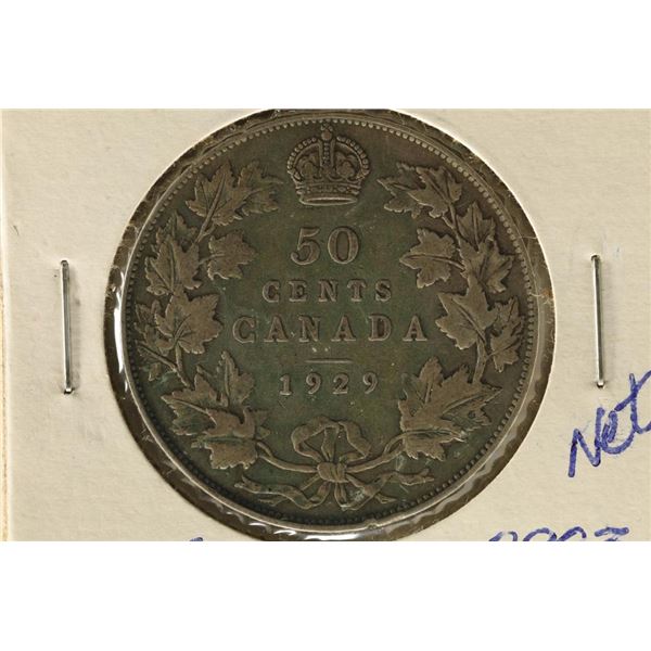 1929 CANADA SILVER 50 CENT .3 OZ. ASW
