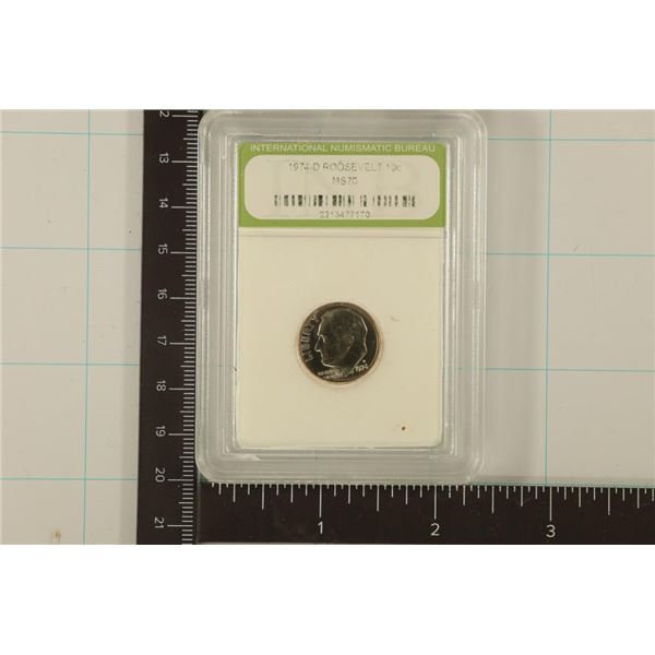 SLABBED 1974 ROOSEVELT DIME MS70
