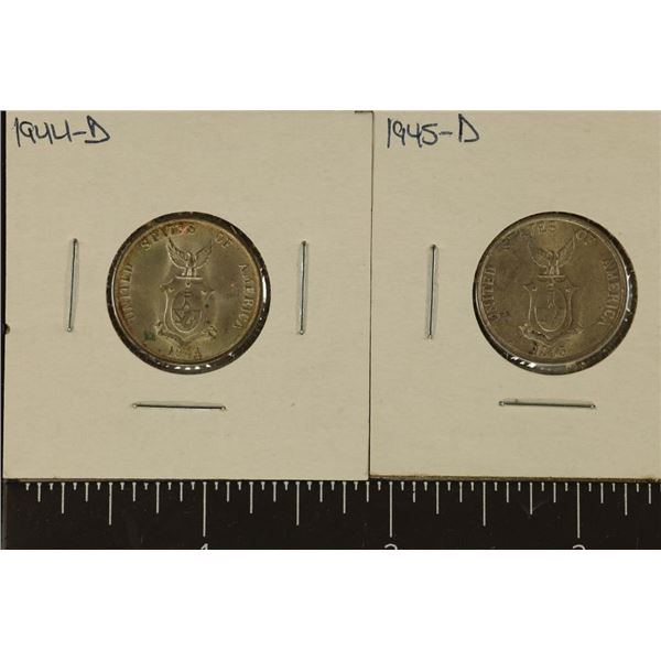 1944-D & 1945-D US/PHILIPPINES SILVER 20 CENTAVOS