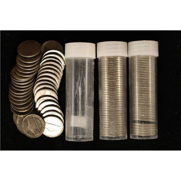 3 SOLID DATE ROLLS OF JEFFERSON NICKELS: 1952-S,