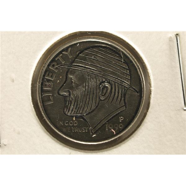 HOBO DIME ON A 1999-P ROOSEVELT DIME BRILLIANT UNC