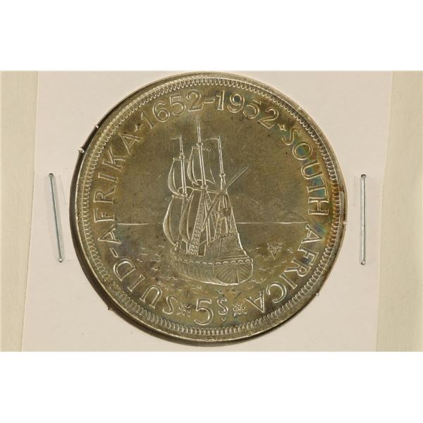 1952 SOUTH AFRICA SILVER 5 SHILLING .4546 OZ. ASW