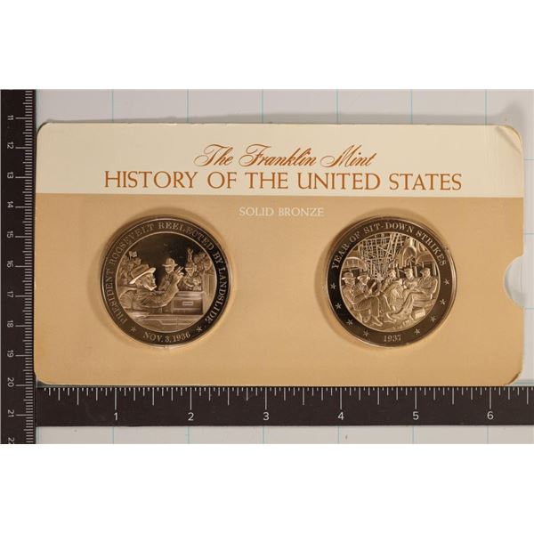 2-SOLID BRONZE 1 3/4" FRANKLIN MINT ROUNDS: