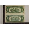 Image 2 : 1928G (AU) & 1953C (CRISP AU) $2 US RED SEAL BILLS