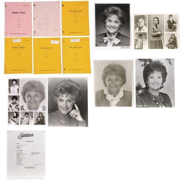 Lot #871: ESTELLE GETTY - Rich Weaver Collection: Set of Six Headshots, Set of Six Scripts, and Cred