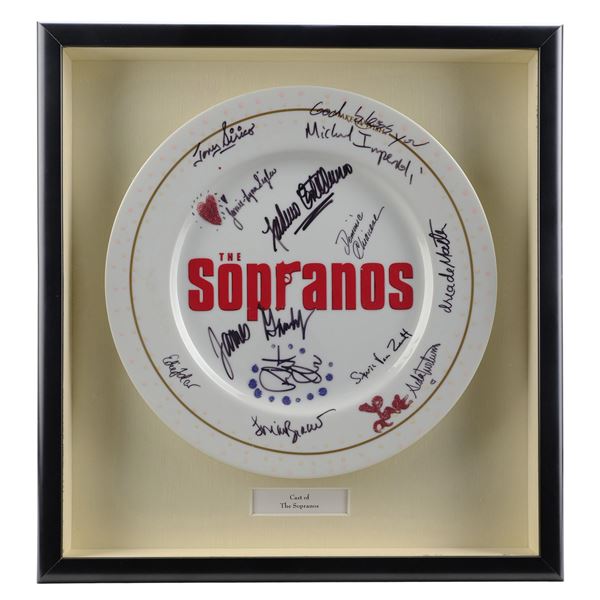 Lot #1179: THE SOPRANOS (1999-2007) - Framed Cast-Autographed Promotional Plate