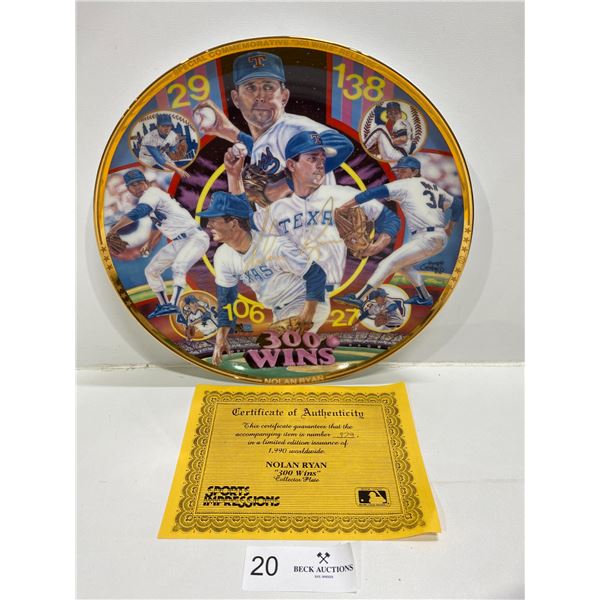 Nolan Ryan Signature Commemorative Plate