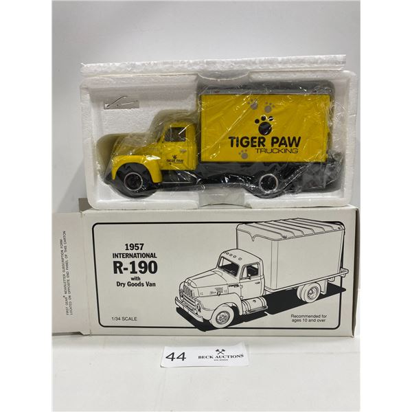 1957 International R-190 With Dry Goods Van "tiger Paw Trucking" 1/34 Scale Die-Cast