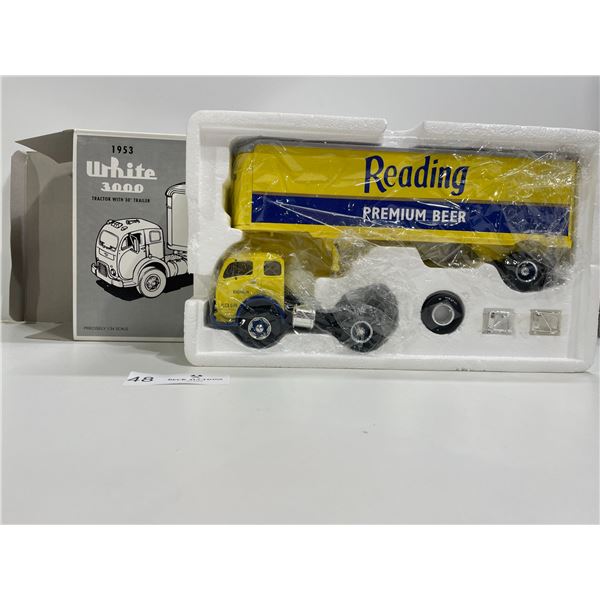 1953 White 3000 Tractor With 30' Trailor"Reading Premium Beer' 1/34 Scale Die-Cast