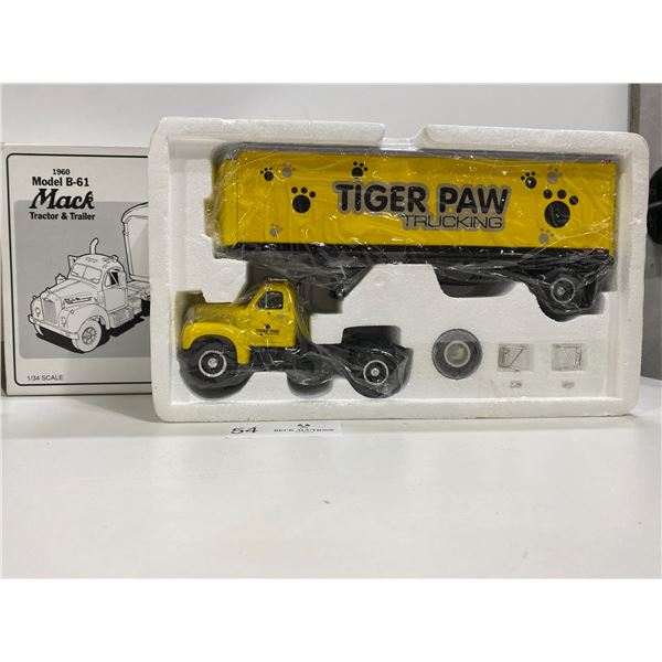 Mack R-Model Dump Truck With Plow "Tiger Paw Trucking" 1:34 Scale