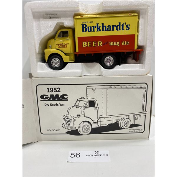 1952 GMC Dry Goods Van Replica ("Burkhardts Beer) Die Cast 1:34 Scale