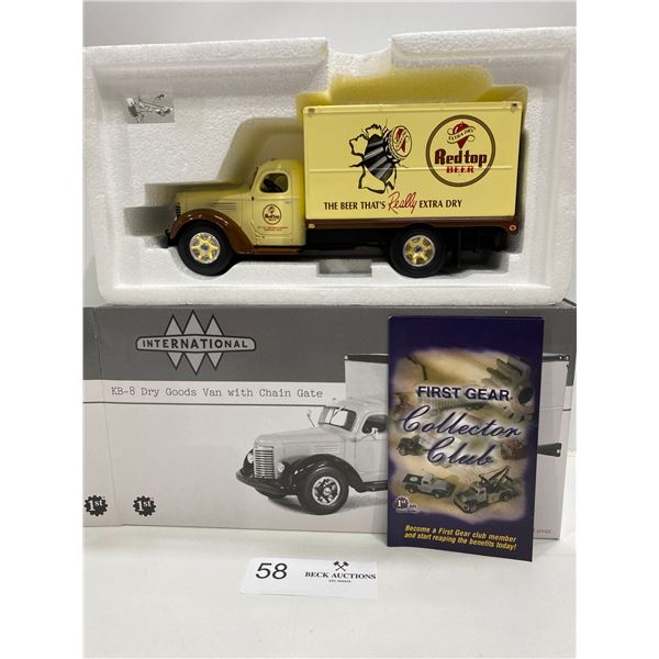 International KB-8 Dry Goods Van With Chain Gate (Red Top Beer) Die Cast