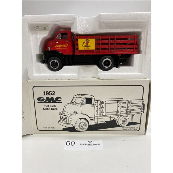 1952 GMC Full Rack Stake Truck ( Esslingers Beer) Die Cast 1:34 Scale