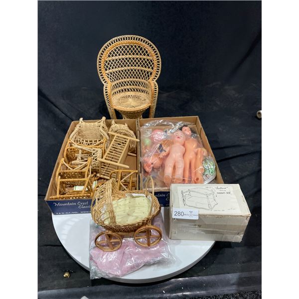 Assortment Of Dolls And Doll Necessities