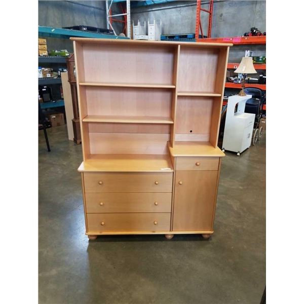 MAPLE FINISH CUPBOARD  W/ HUTCH