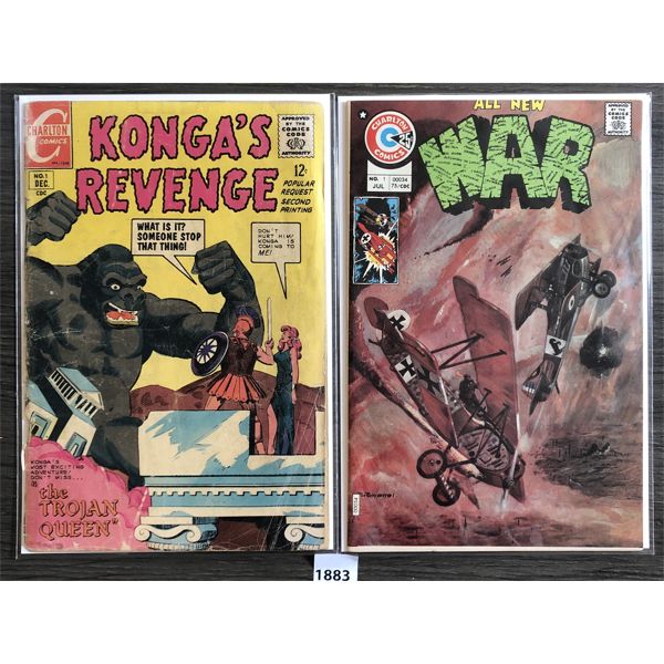 LOT OF 2 - CHARLTON COMICS - KONGA'S REVENGE #1 AND WAR #1