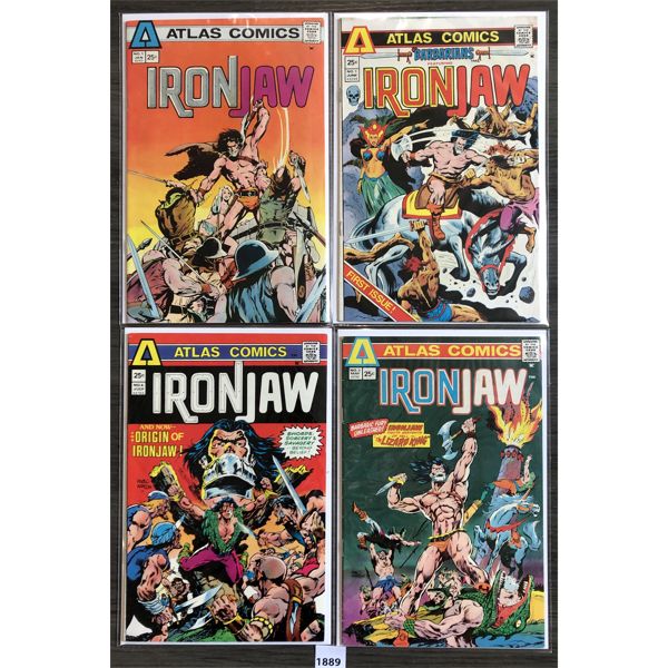 LOT OF 4 - ATLAS COMICS - IRON JAW #1-3 AND BARBARIANS FEAT IRON JAW #1