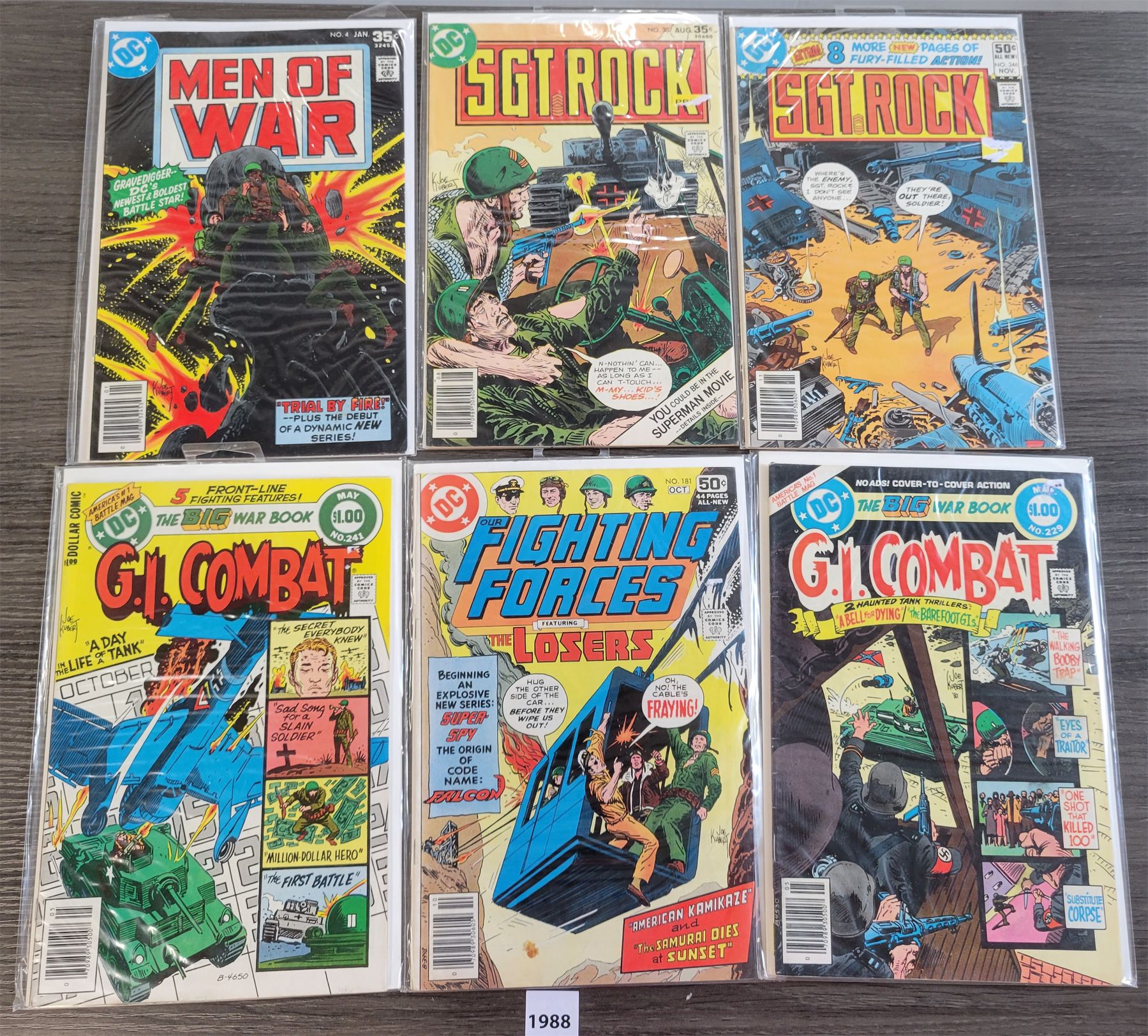 LOT OF 10 - DC COMICS - INCL G.I. COMBAT, SGT ROCK, MEN OF WAR ETC ...