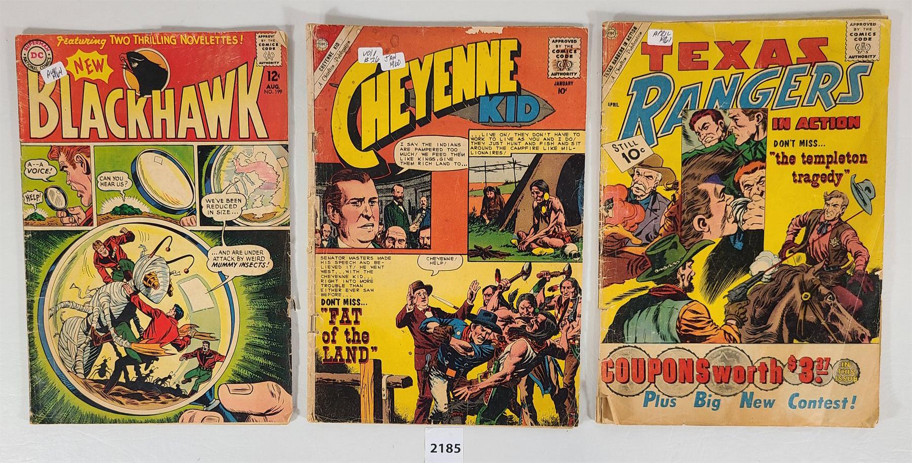 LOT OF 3 - DC & CDC COMICS - INCL TEXAS RANGERS, BLACKHAWK & CHEYENNE ...