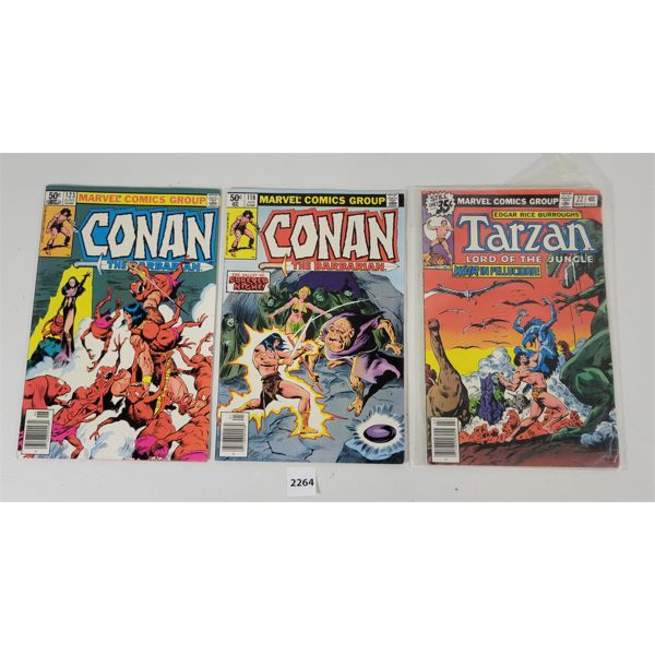 LOT OF 3 - MARVEL COMICS - CONAN THE BARBARIAN #118 & 123 AND TARZAN #22