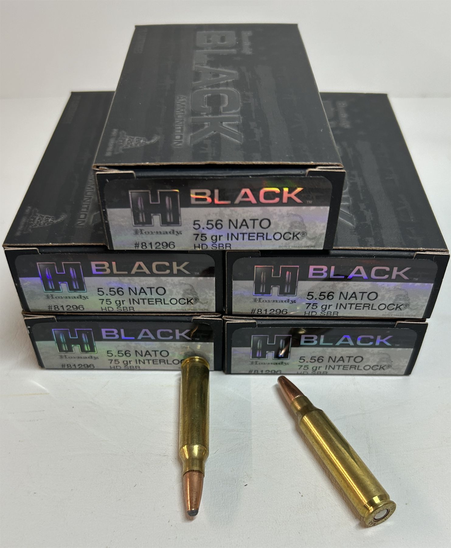 75 56 AMMO: 100 X HORNADY 5.56 NATO 75 GR