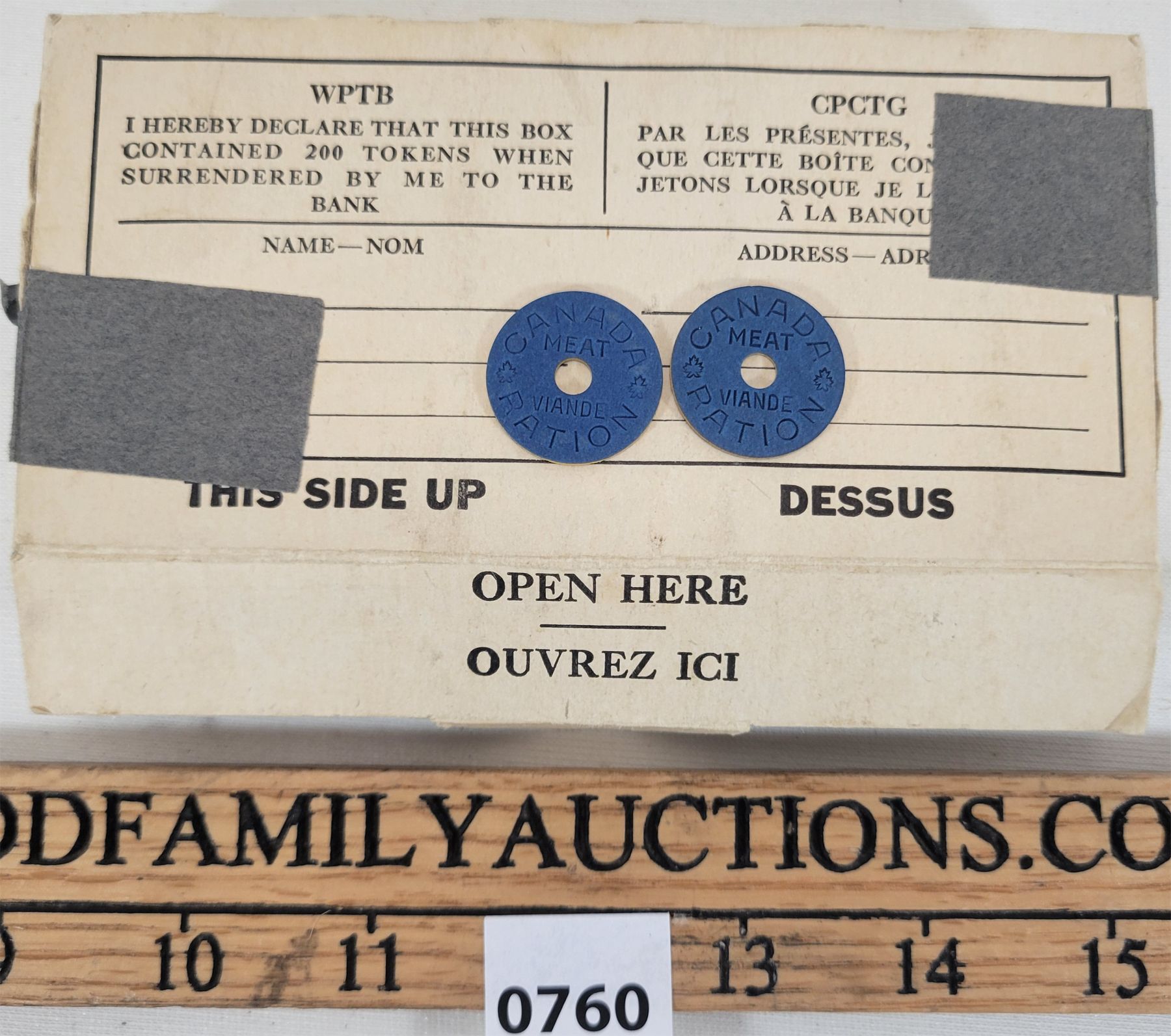 WWII CANADIAN JETSONS MEAT RATION TOKENS - Kidd Family Auctions