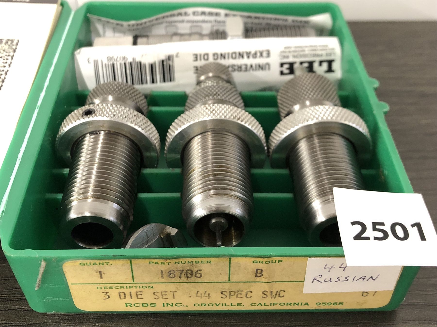 RCBS RELOADING 3 DIE SET, SHELL HOLDER AND UNIVERSAL EXPANDING DIE - 44 ...