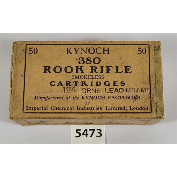 AMMO: 50X KYNOCH .380 CAL - ROOK RIFLE - SEALED BOX - Kidd Family Auctions