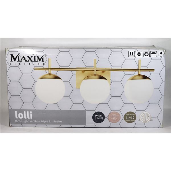 STORE RETURN LOLLI TRIPLE LUMINAIRE MISSING 1 LAMP