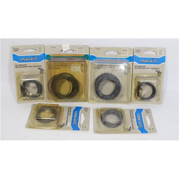 LOT OF 6 PACKS OF DIFFERENT SIZES PICTURE WIRES