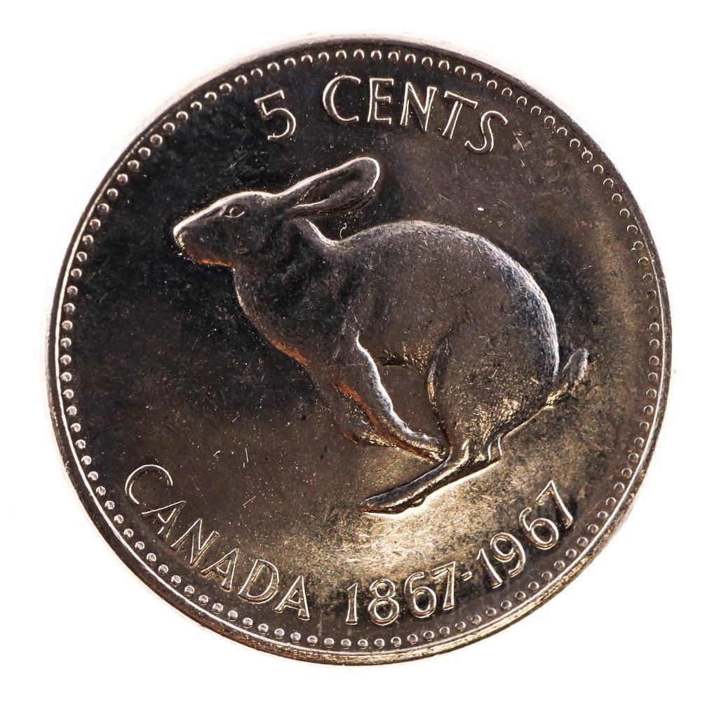 Canada Mint Wrap Roll 1867-1967 Five Cent Centennial Rabbit Nickel - 40 ...