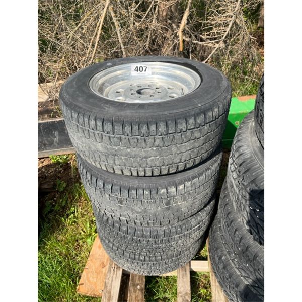 NO RESERVE 235/60r15 bfgoodrich on multi fit 4 hole weld wheels